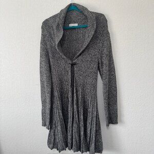 Y2K Cardigan Women Large Grey Marled Toggle Fit Flare Shawl Collar